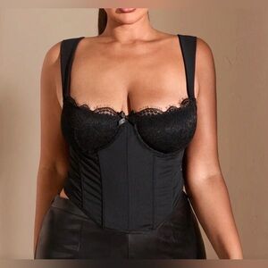SHEIN Curve Black Lace Corset Bustier Top NWT Size 1XL Sexy Structured Bodice